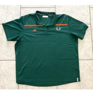 Adidas University of Miami Florida Polo green embroidered merch football 3XL